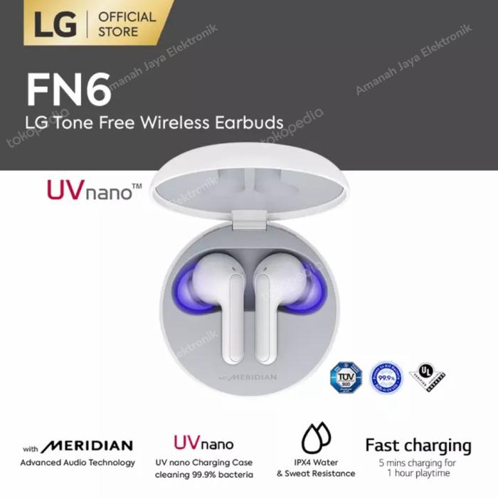 Gambar HandsFree LG Tone Free FN6 | LG FN6 WireLess EarBud UV Nano Sanitizer dari AMANAH JAYA ELECTRONICS Kota Tangerang Selatan Tokopedia