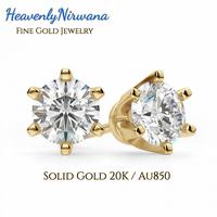 Gambar Premium Moissanite Diamond Stud Earrings Au850 / 20K. Giwang Emas Asli - 9mm. Au850 3gr dari HeavenlyNirwana Kab. Tangerang 1 Tokopedia