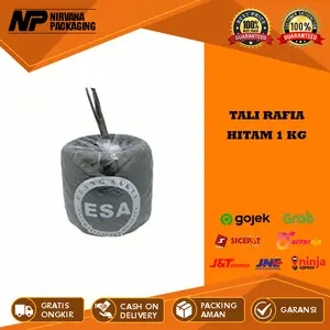 KUALITAS TERBAIK! TALI RAFIA 1 KG HITAM / TALI PLASTIK FULL BESAR 1KG