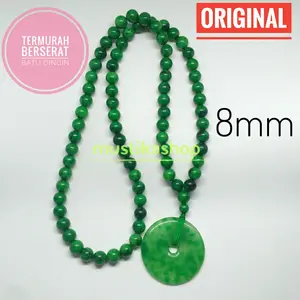 PROMO Kalung Giok Birma Bulat Donat Asli Original TERMURAH
