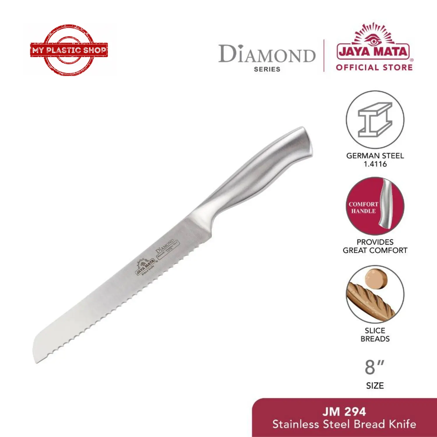 Pisau Roti / BREAD KNIFE High Carbon Stainless Steel 8 inch JAYA MATA