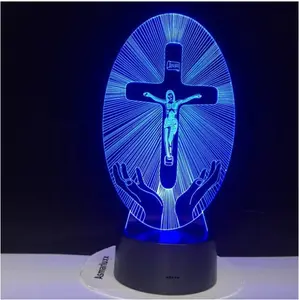Lampu Tidur / Pajangan Lampu Hias 3D Model Salib Yesus