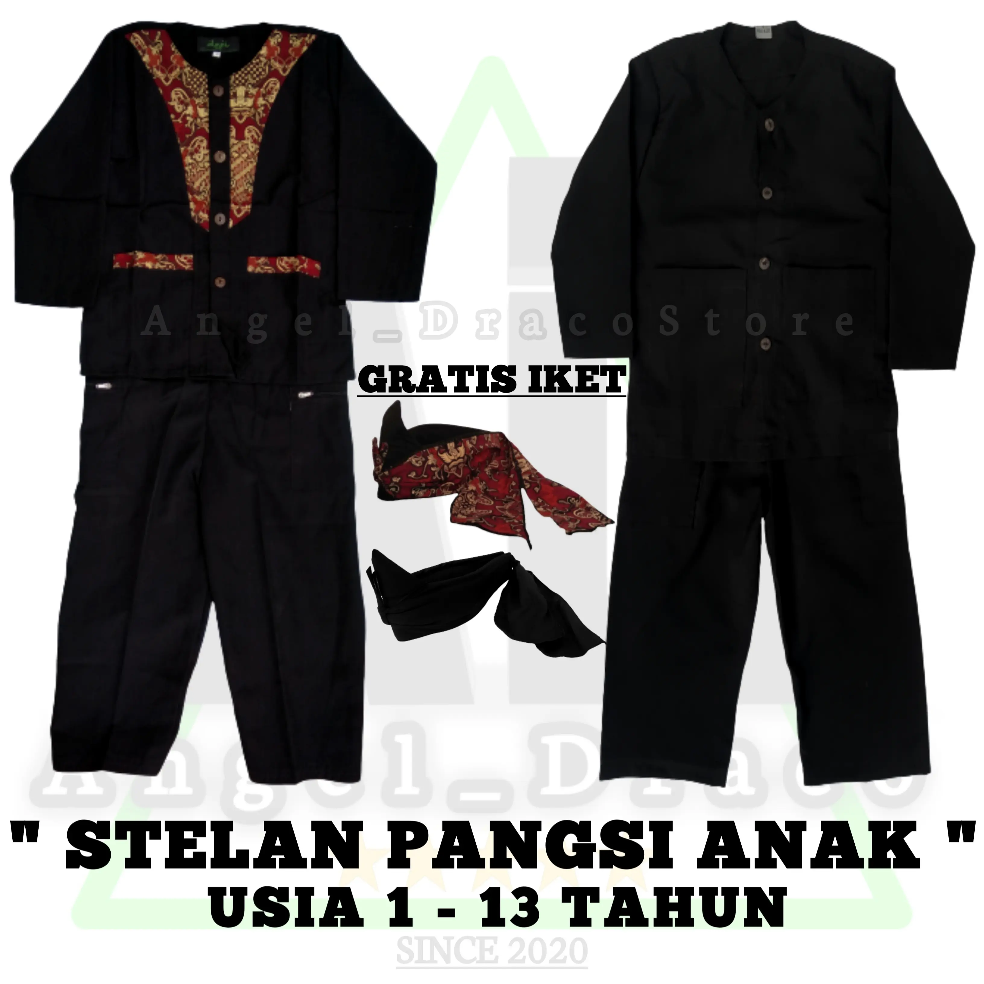 Stelan Pangsi Anak Bestway Premium Full Batok 1-15 Tahun Polos/Batik Fashion