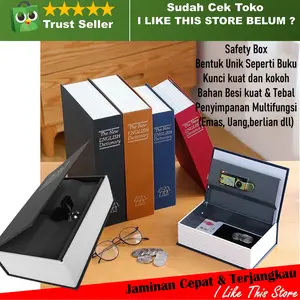 Safety Box - Brankas Mini Model Buku - Brangkas Penyimpanan Uang Emas Metal