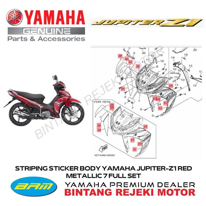 Gambar STRIPING STICKER BODY YAMAHA JUPITER-Z1 RED METALLIC 7 FULL SET dari Yamaha Bintang Rejeki Motor Kab. Bandung Tokopedia