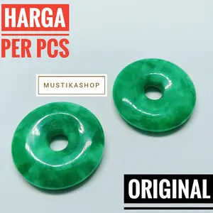 LIONTIN GIOK BIRMA BULAT DONAT HIJAU BERSERAT ASLI NATURAL