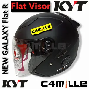 HELM KYT GALAXY FLAT R SOLID BLACK DOFF DOUBLE VISOR HALF FACE