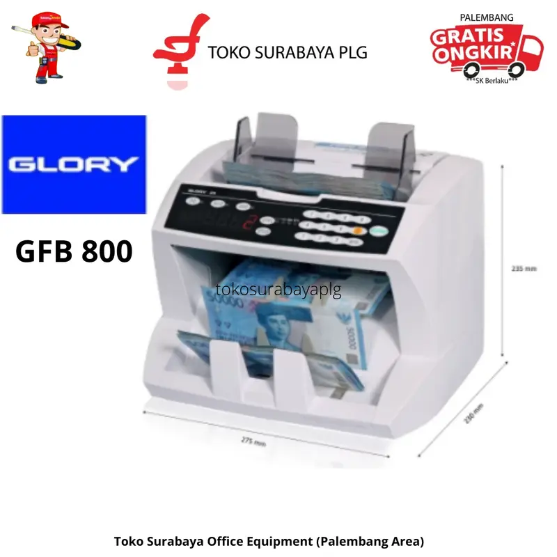 REKON Mesin Hitung Uang Vacum Bank Money Counter GLORY GFB-800 2