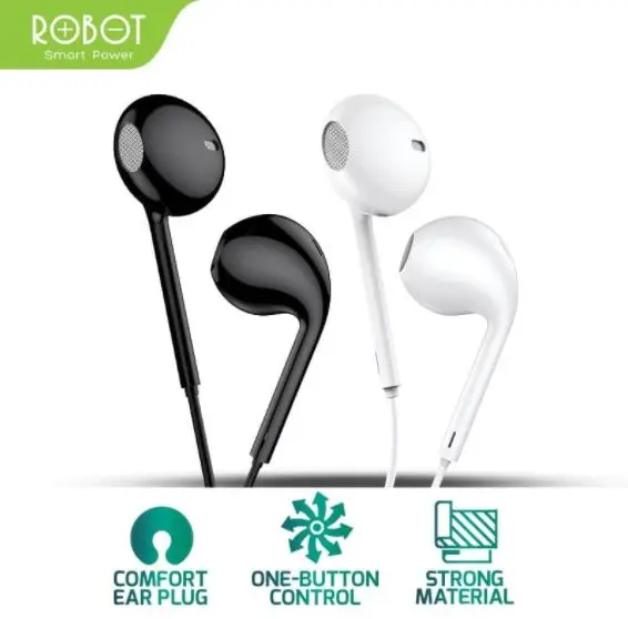 Robot RE10 Headset Headphone Wired Bass Android iPhone Original