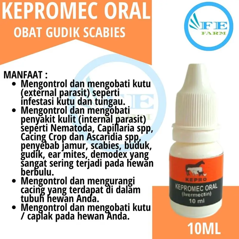 KEPROMEC ORAL 10 ML - Obat Gudik Jamur Scabies Kucing Kelinci Anjing 2