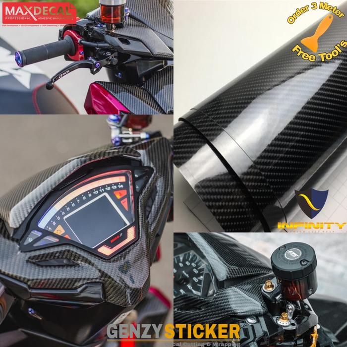 Gambar Sticker/stiker carbon 5D/warna hitam glossy dari genzy sticker Kab. Wonosobo Tokopedia