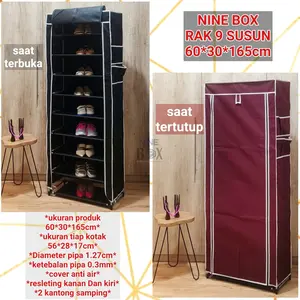 rak sepatu cover 10 susun/shoe rack with dust cover 10Grid