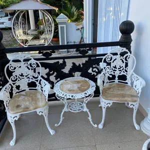 Set Meja Kursi Besi Dudukan Onyx Putih Furniture Marmer