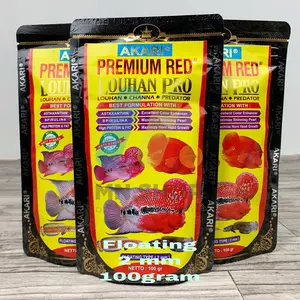 akari premium red louhan pro 2mm 100 gram pelet ikan predator channa