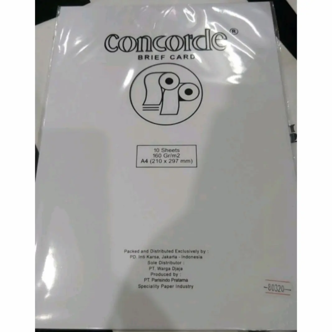 Kertas Concorde 160gr Gram A4 White Brief Card 160 Gr 160gram Putih