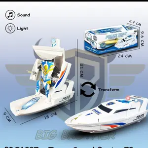mainan police boat - kapal air jadi robot - mainan perahu baterai
