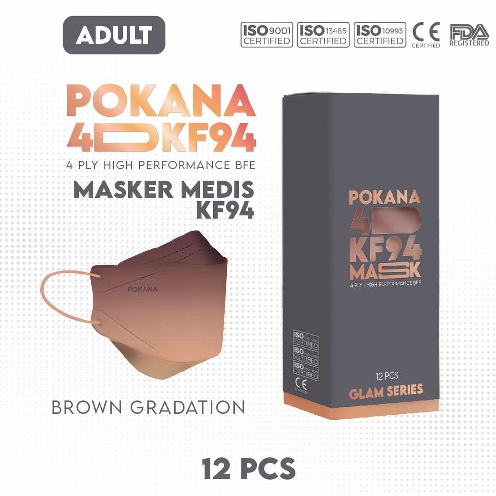 Masker Medis Pokana KF94 Fashion Series 4D 4Ply - BROWN GRADATION