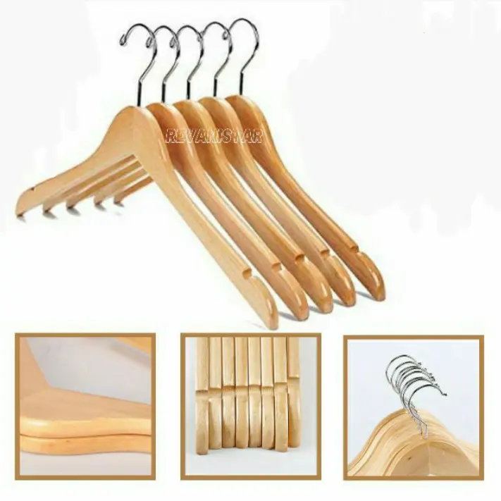 hanger kayu dewasa set 6pcs