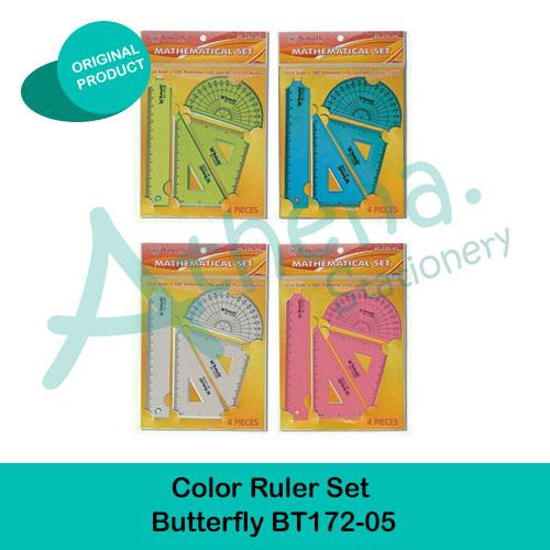 Butterfly Triangle Ruler Penggaris Color Ruler Set Butterfly BT172-05 - Shop | Tokopedia