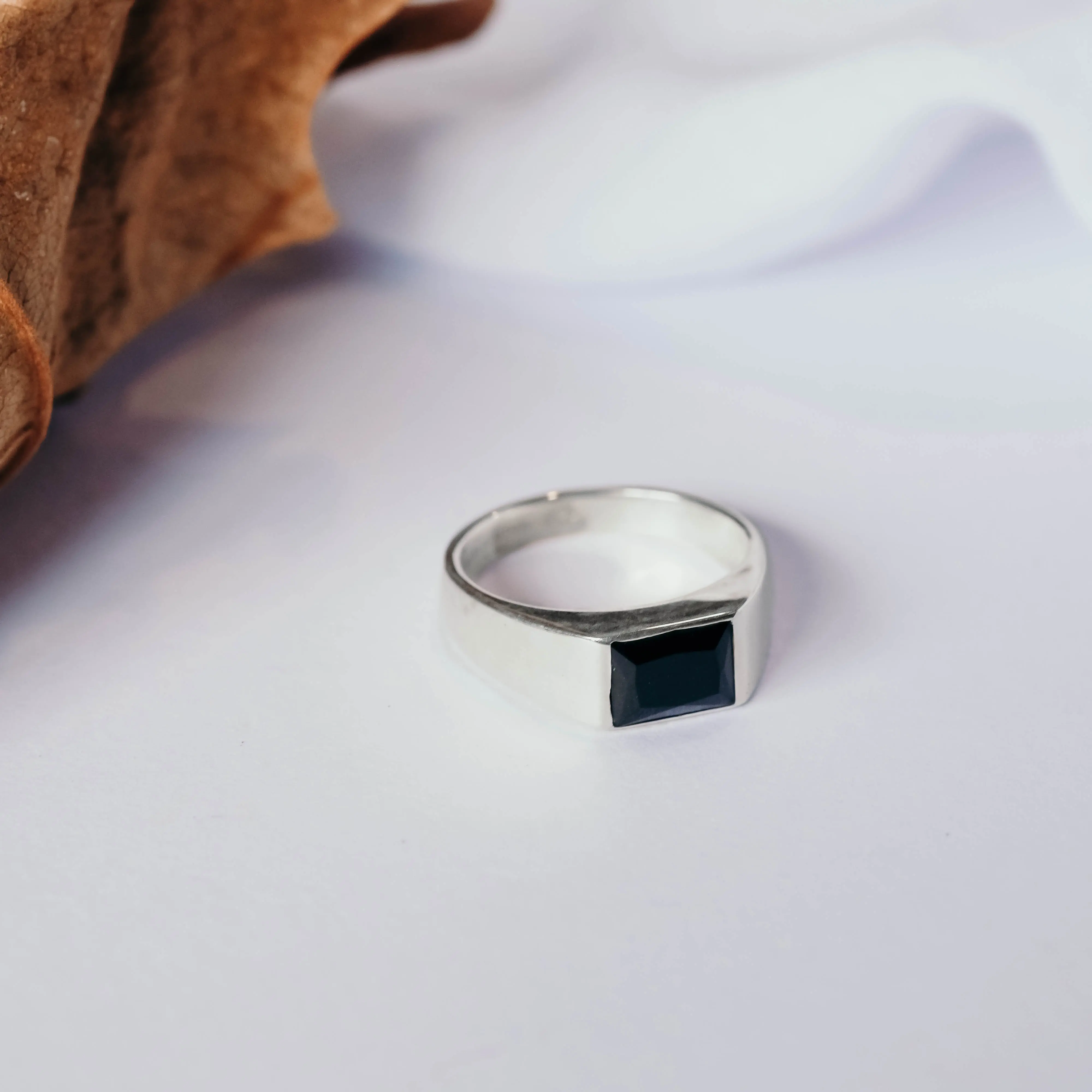 Cincin Perak 925 Signet Onyx Lapiz Lazuli