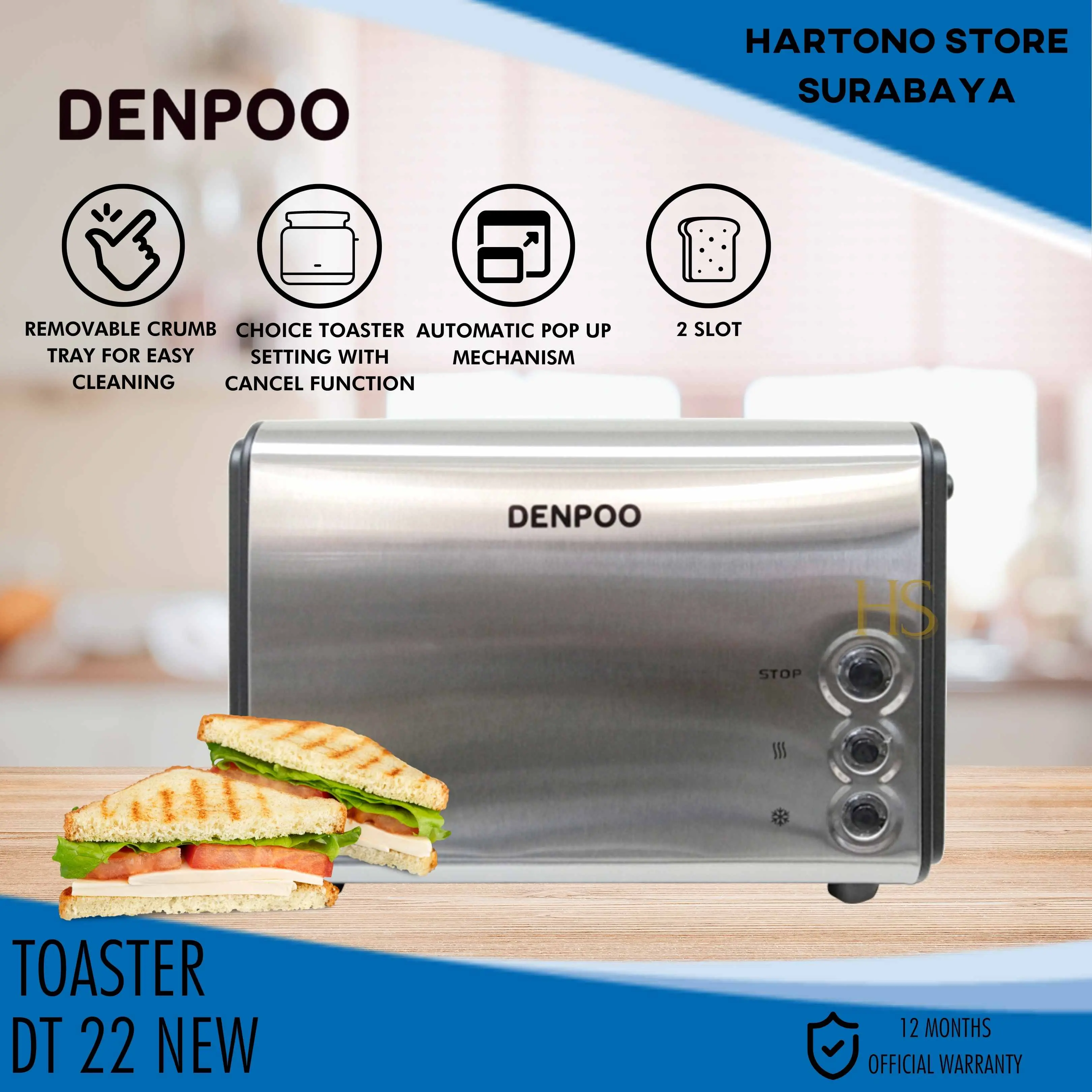Denpoo Pemanggang Roti / Toaster DT 022