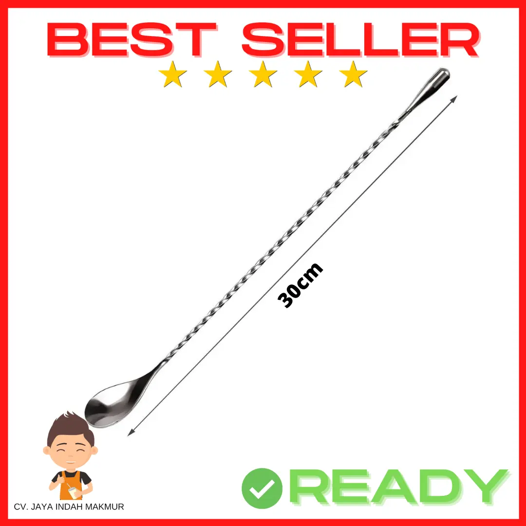 Teardrop Long Bar Spoon Tear Drop Sendok Pengaduk Cocktail Mixer Spoon