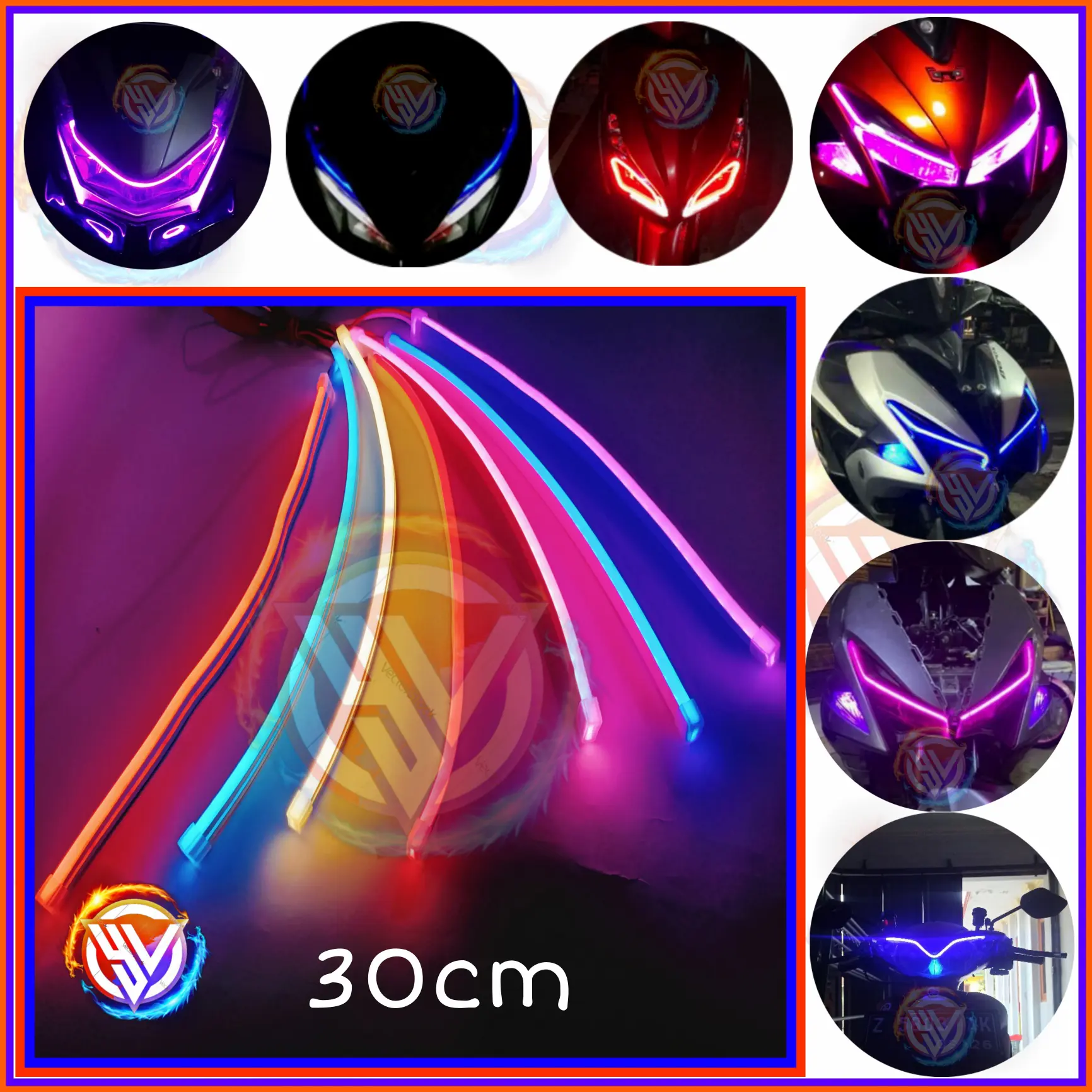 lampu alis motor neon 30cm tidak berbintik
