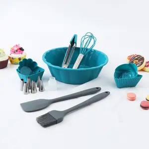 set 17pcs silicone pudding mold baking set whisk spatula pastry set
