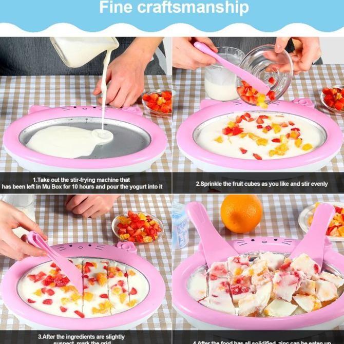 Pembuat Ice Cream Roll Maker Yogurt Piring Cetakan Es Krim Anak Rumah 3