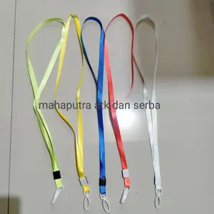 1 PAK ISI 100 GROSIR Tali Id Card Warna Pilihan Biru Merah Kuning Biru Putih Bahan Penjepit Nama Plastik