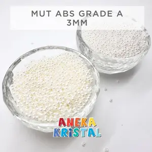 Mutiara 3mm Bulat Grade A Putih Bersih/ bw 450gram 1 pon Mut Abs