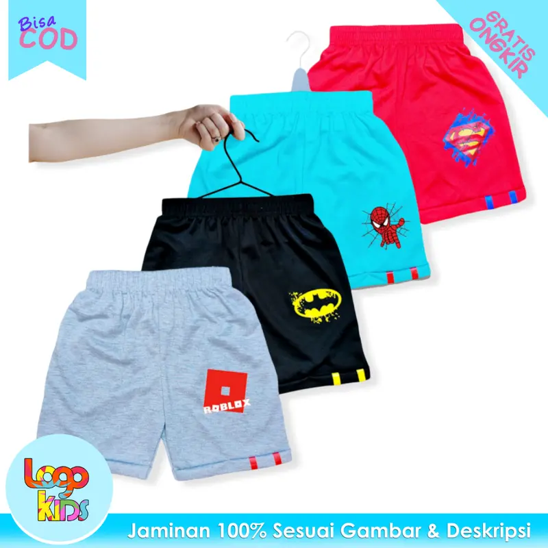 LOGOKIDS Celana Pendek Anak Laki-Laki Bahan Kaos 4 Motif 1-10 Tahun 0