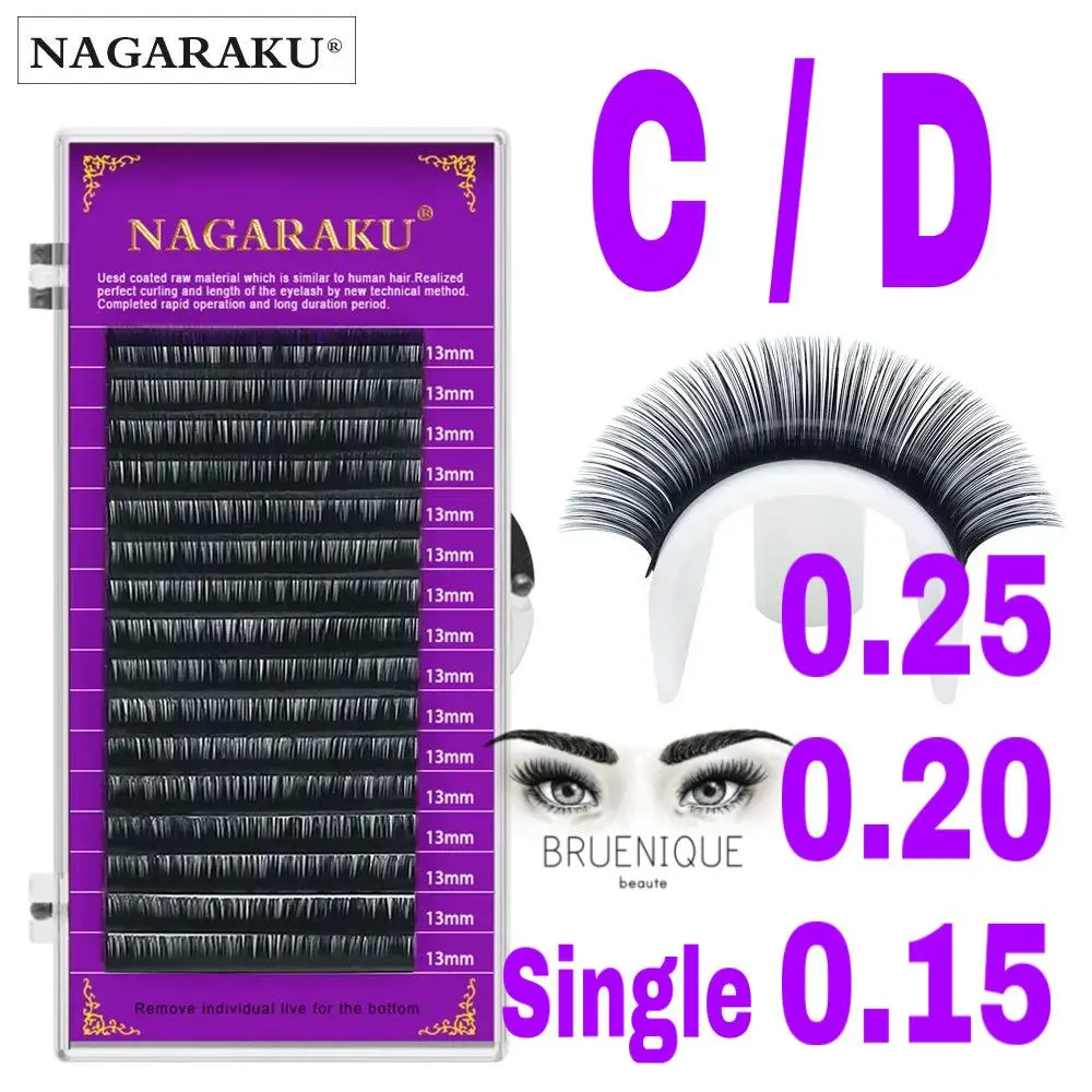 NAGARAKU - C/D - 0.25 / 0.20 / 0.15 - MIX & SINGLE - natural MINK lash