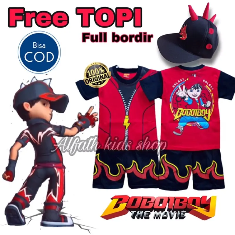 STELAN BAJU KOSTUM BOBOIBOY ANAK GRATIS TOPI /BOBOIBOY HALILINTAR ANAK