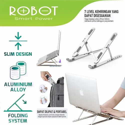 ROBOT RT-LS02 Notebook Stand Aluminium Foldable / Dudukan Laptop stand