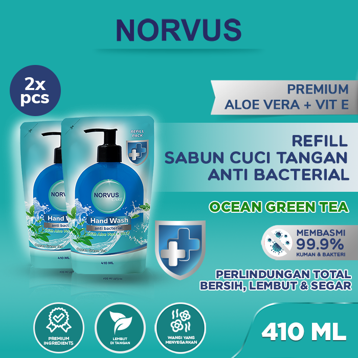 Gambar Sabun Cuci Tangan Anti Bakteri Ocean Green Tea 2 pcs x 410ml - NORVUS dari Norvus Indonesia Kota Administrasi Jakarta Barat Tokopedia