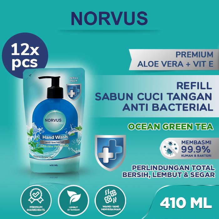 Gambar Sabun Cuci Tangan Anti Bakteri Ocean Green Tea 12 pcs x 410ml - NORVUS dari Norvus Indonesia Kota Administrasi Jakarta Barat Tokopedia