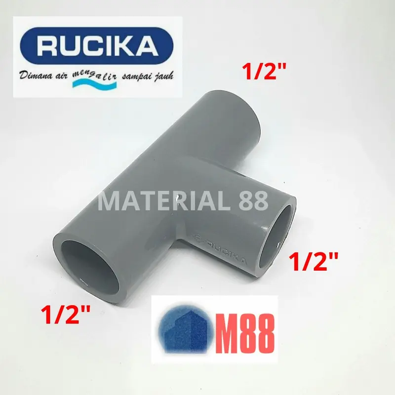 Tee 1/2 inch RUCIKA AW - 0.5 0,5 setengah PVC sambungan pipa 1