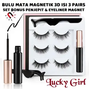 SILK EYELASH MAGNETIC EYELINER 3D BULU MATA PALSU LUCKY GIRL MAGNET