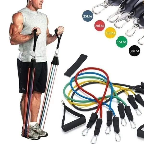 11in1 Set Tali Pembantu Fitness Gym Power Resistance Bands Stretching 1