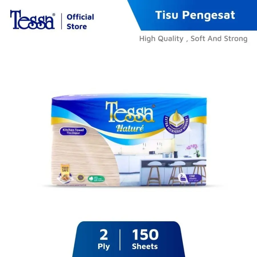 Tissu Tessa Hand Towel Unbleached Nature / Tisu Pengesat 150 s THSN02