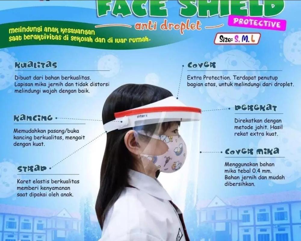Face Shield Anti Droplet Protective Mika Tebal PET Jernih Anti Fog Ukuran M Pelindung Wajah Awet Sehari-hari