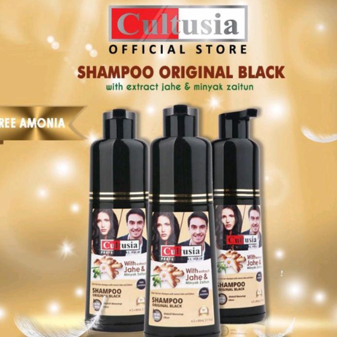 Cultusia shampo penutup uban original /rambut hitam instan 0