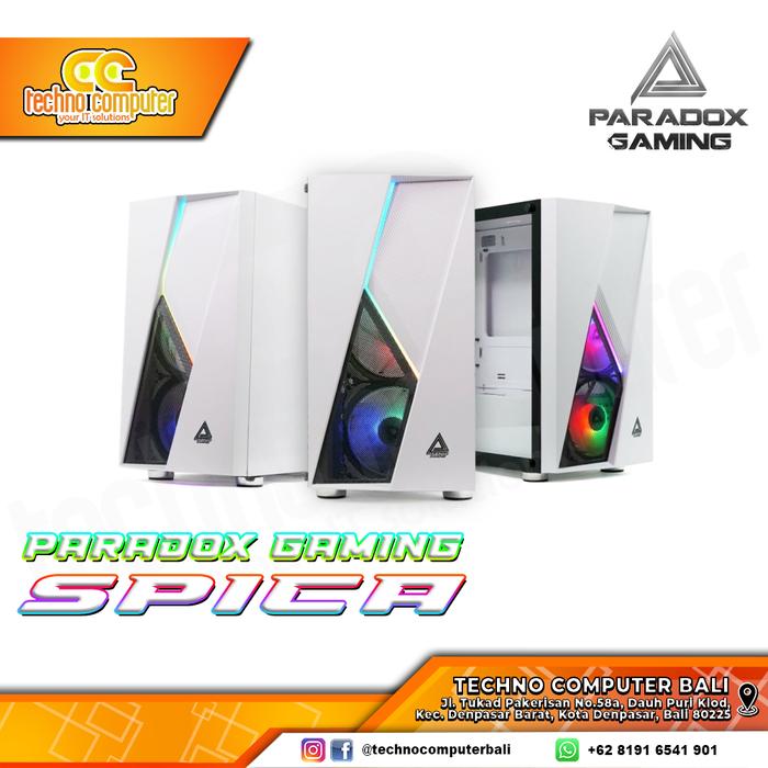 Gambar CASING PARADOX GAMING SPICA WHITE - ATX (Free 2pcs 120mm RGB Fan) dari Techno Computer Bali Kota Denpasar Tokopedia