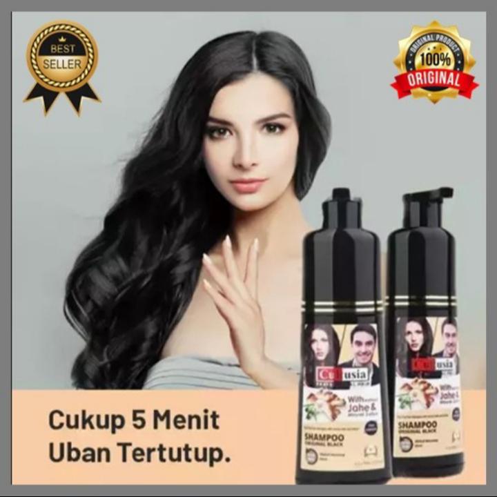 Cultusia shampo penutup uban original /rambut hitam instan 1