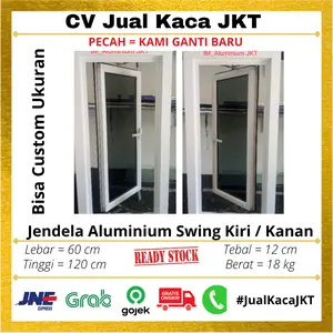 Jendela Aluminium Swing kiri kanan Cuci Gudang Jakarta Garansi 120x60 sliding