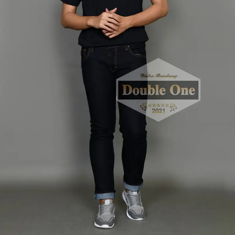 Celana Jeans Panjang Pria Skinny Jumbo Denim Stretch 27-42 Blue Black 3