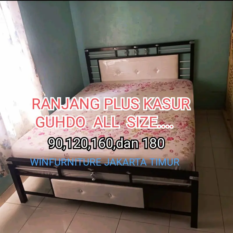 PAKET RANJANG BESI MINIMALIS PLUS KASUR SPRINGBED GUHDO 0