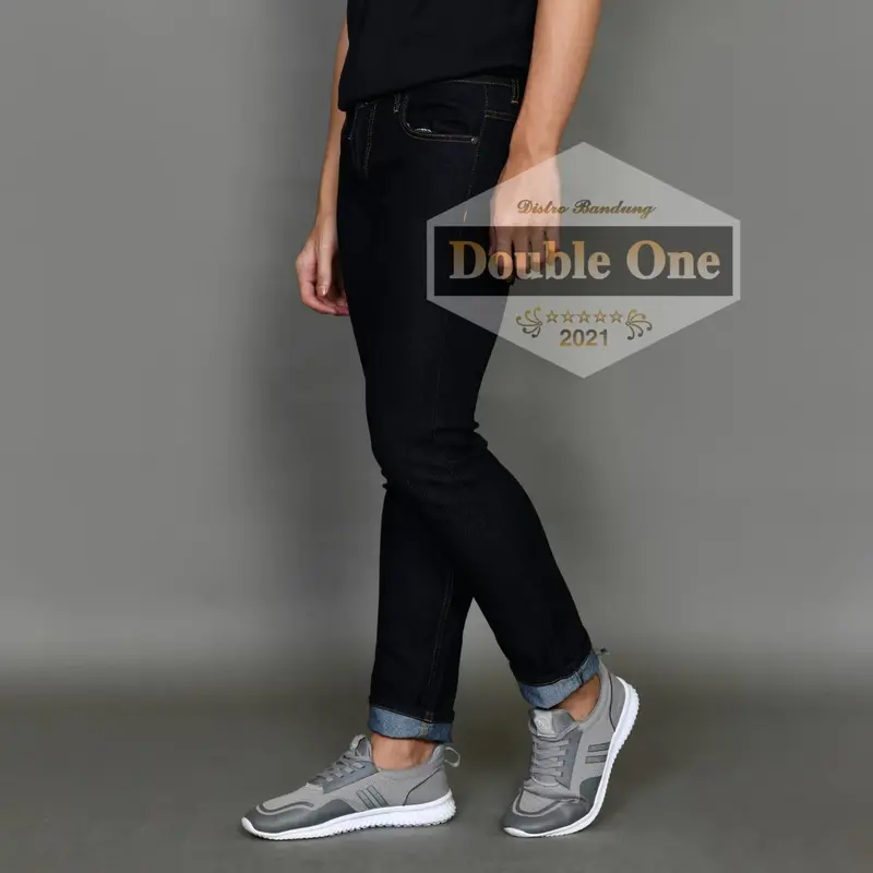 Celana Jeans Panjang Pria Skinny Jumbo Denim Stretch 27-42 Blue Black 2