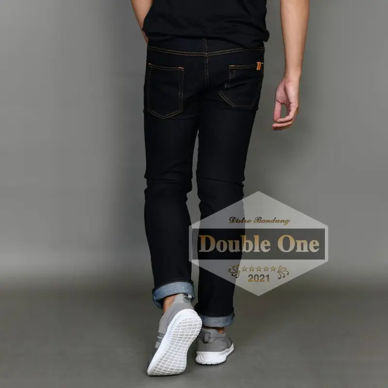 Celana Jeans Panjang Pria Skinny Jumbo Denim Stretch 27-42 Blue Black 1
